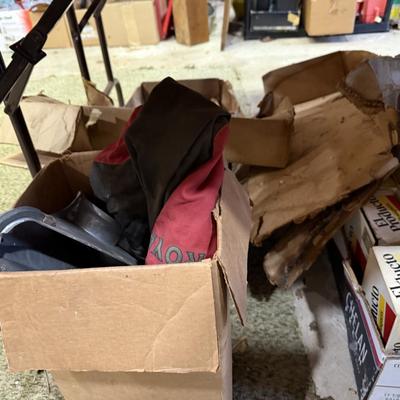 Sale Photo Thumbnail #154: 1st garage middle section
Records, China, coffee table, tow bar, cigar boxes, miscellaneous, toaster oven, card table
DOES NOT INCLUDE: Wooden tables,