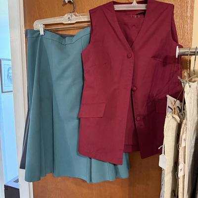 Sale Photo Thumbnail #179: Women’s vintage clothing, shoes, purses, art work, file cabinet, clothes rack, curtains, 
DOES NOT INCLUDE TABLE, sorting containers, plastic shelf, large basket, lamp