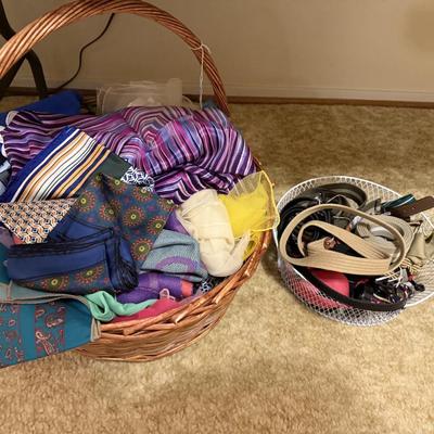 Sale Photo Thumbnail #184: Women’s vintage clothing, shoes, purses, art work, file cabinet, clothes rack, curtains, 
DOES NOT INCLUDE TABLE, sorting containers, plastic shelf, large basket, lamp