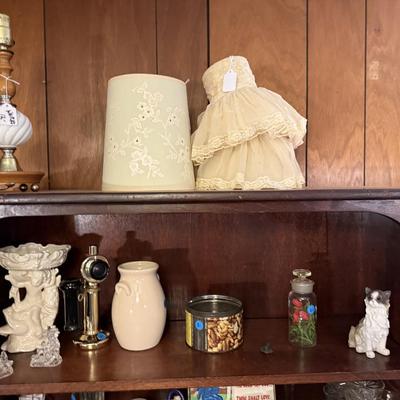 Sale Photo Thumbnail #214: LaZBoy recliner, frames, doll & clothes, Knick knacks, lamps, file cabinet, books, Braddock High School yearbooks, framed art, & more
DOES NOT INCLUDE 2 wooden bookshelves