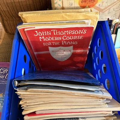 Sale Photo Thumbnail #261: Sheet music, books, recliner
DOES NOT INCLUDE BLUE CRATE