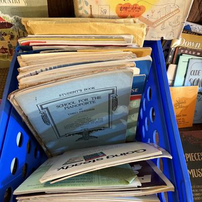 Sale Photo Thumbnail #258: Sheet music, books, recliner
DOES NOT INCLUDE BLUE CRATE
