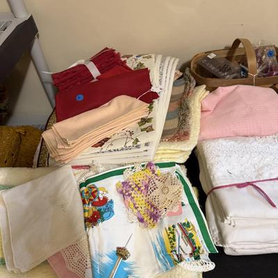 Sale Photo Thumbnail #279: Bed, bath, & kitchen linens, office supplies, vases, milk glass, personal hygiene items, mirror, wall decor, games & more
DOES NOT INCLUDE TABLE, GRAY PLASTIC SHELVING, BROWN PLASTIC SHELVING,