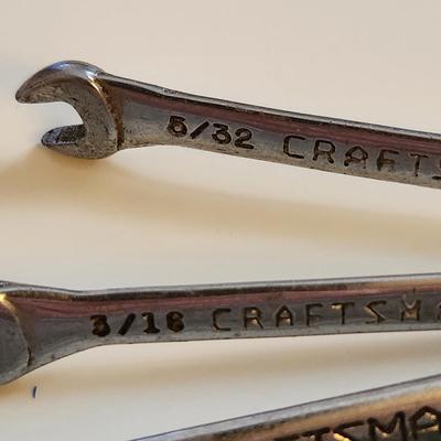 Sale Photo Thumbnail #216: This auction lot is for a Craftsman Mini Combination Wrench Set. This nifty set of 10 very small size wrenchs is ready for use.  They range in size from 3/8-inch to 5/32-inches. The largest wrench measures about 4-inches in length.