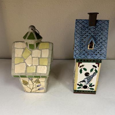 2 Bird House Decor Items, Small Red Birds in Nests, keychain, etc