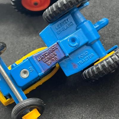 LOT 90: Vintage Lesney Matchbox Vehicles - Ford Tractor, Hay Trailer and More