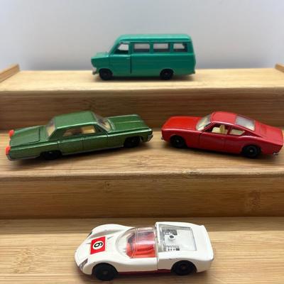 LOT 94: Vintage Toy Cars - Porsche Carrera 906, Oldmobile 98 Holiday Sports Coupe, Ford OSI 20M TS, Ford Transit Kombi