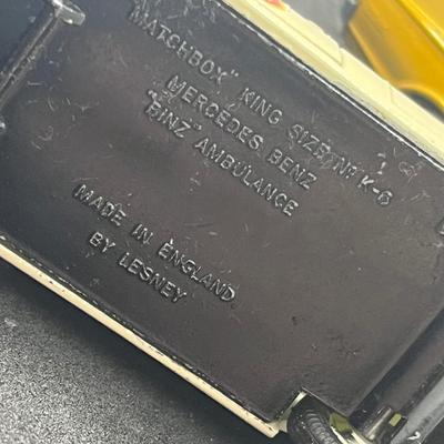 LOT 98: Vintage Lesney Matchbox Vehicles - Mercedes Benz Binz Ambulance and Mercury Cougar
