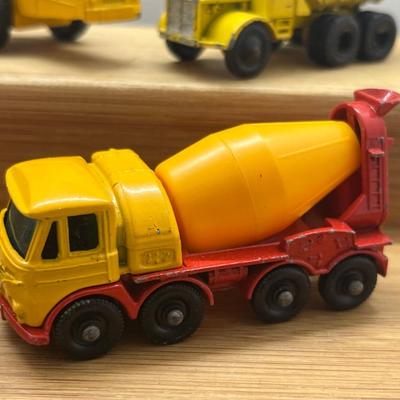 LOT 106: Vintage Lesney Matchbox Construction Vehicles - Caterpillar Bulldozer, Foden Cement Mixer, Foden Concrete Truck and More