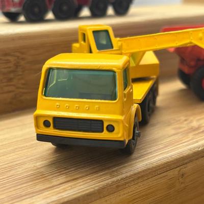 LOT 112: Vintage Lesney Matchbox Construction Vehicles - Crane Truck, Caterpillar Bulldozer, Mack Dump Truck and More