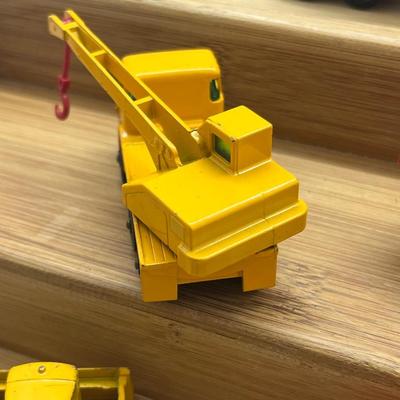 LOT 112: Vintage Lesney Matchbox Construction Vehicles - Crane Truck, Caterpillar Bulldozer, Mack Dump Truck and More