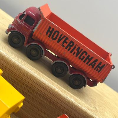 LOT 112: Vintage Lesney Matchbox Construction Vehicles - Crane Truck, Caterpillar Bulldozer, Mack Dump Truck and More