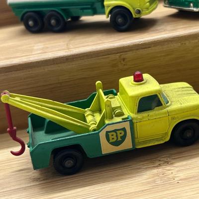 LOT 119: Vintage Lesney Matchbox - Dodge Wreck Truck, Petrol Tanker, BP Autotanker and More