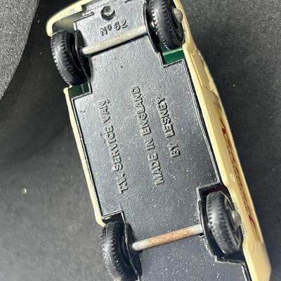 LOT 121: Vintage Lesney Vehicles - Commer Ice Cream Canteen, Karrier Bantam 2 Ton, TV Service Van, London Trolleybus