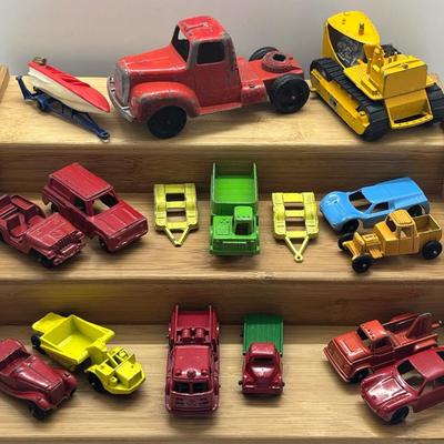 LOT 128: Vintage Tootsietoys - Earth Mover, Pumper, Porsche, Jeep and More