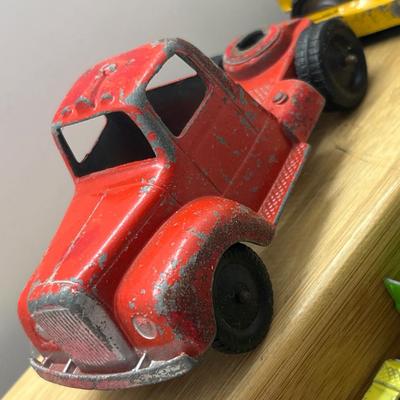 LOT 128: Vintage Tootsietoys - Earth Mover, Pumper, Porsche, Jeep and More