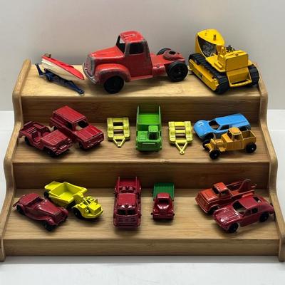 LOT 128: Vintage Tootsietoys - Earth Mover, Pumper, Porsche, Jeep and More