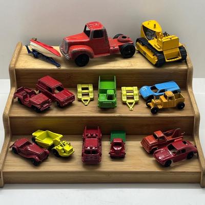 LOT 128: Vintage Tootsietoys - Earth Mover, Pumper, Porsche, Jeep and More