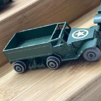 LOT 130: Vintage Lesney Toy Military Vehicles - Scammell Breakdown Truck, Personnel Carrier, Saladin Armoured Car and More