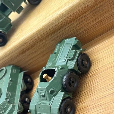 LOT 130: Vintage Lesney Toy Military Vehicles - Scammell Breakdown Truck, Personnel Carrier, Saladin Armoured Car and More
