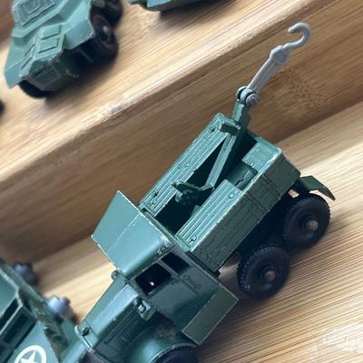 LOT 130: Vintage Lesney Toy Military Vehicles - Scammell Breakdown Truck, Personnel Carrier, Saladin Armoured Car and More