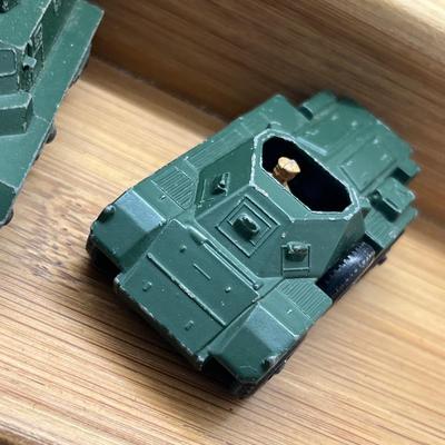 LOT 130: Vintage Lesney Toy Military Vehicles - Scammell Breakdown Truck, Personnel Carrier, Saladin Armoured Car and More