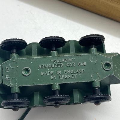 LOT 130: Vintage Lesney Toy Military Vehicles - Scammell Breakdown Truck, Personnel Carrier, Saladin Armoured Car and More