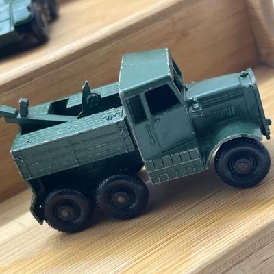 LOT 130: Vintage Lesney Toy Military Vehicles - Scammell Breakdown Truck, Personnel Carrier, Saladin Armoured Car and More