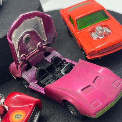 LOT 135: Vintange Lensey Matchbox Vehicles - Volkswagen Camper Road Dragster, Dodge Charger MkIII, Wildcat Dragster