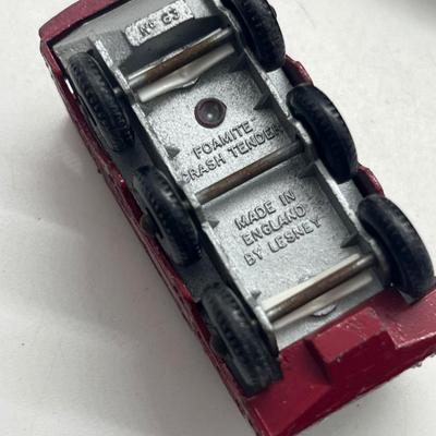 LOT 138: Vintage Lesney Matchbox Vehicles - Lomas Ambulance, Fire Pumper Truck, Ford Galaxie, Merryweather Marquis Series III and Foamite...