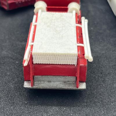 LOT 138: Vintage Lesney Matchbox Vehicles - Lomas Ambulance, Fire Pumper Truck, Ford Galaxie, Merryweather Marquis Series III and Foamite...