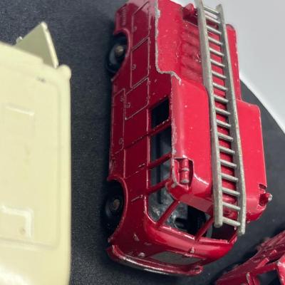 LOT 138: Vintage Lesney Matchbox Vehicles - Lomas Ambulance, Fire Pumper Truck, Ford Galaxie, Merryweather Marquis Series III and Foamite...