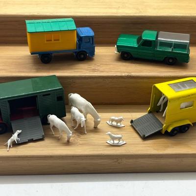 LOT 146: Vintage Lesney Matchbox Vehicles - Horse Box, Pony Trailer and More with Animals