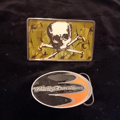 HARLEY-DAVIDSON AND SKULL BELT BUCKLES