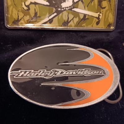 HARLEY-DAVIDSON AND SKULL BELT BUCKLES