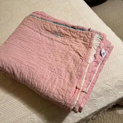 Quilt 111 Teal with Pink Stars