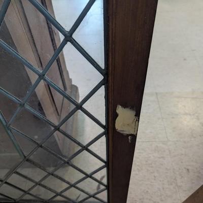 Antique Leaded Glass Window Panel Set Within A Wood Frame