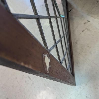 Antique Leaded Glass Window Panel Set Within A Wood Frame