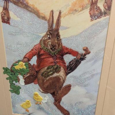 3D Signed By The Artist "Naughty Young Bunny In The Snow" Appox 18" x 22"