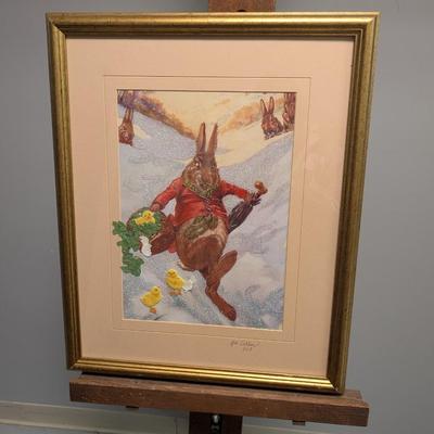 3D Signed By The Artist "Naughty Young Bunny In The Snow" Appox 18" x 22"
