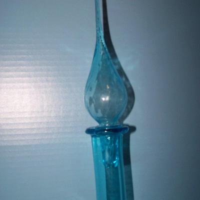 LOT 2 GORGEOUS VINTAGE MCM ART GLASS TALL DECANTER/BOTTLE