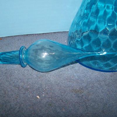 LOT 2 GORGEOUS VINTAGE MCM ART GLASS TALL DECANTER/BOTTLE