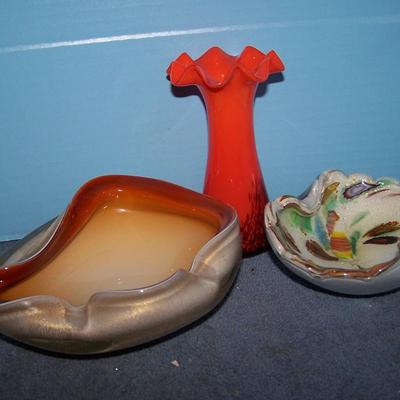 LOT 3 FABULOUS VINTAGE MCM ART GLASS