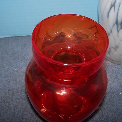 LOT 5 WONDERFUL VINTAGE MCM ART GLASS TALL EWER & VASE