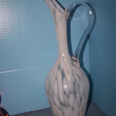 LOT 5 WONDERFUL VINTAGE MCM ART GLASS TALL EWER & VASE