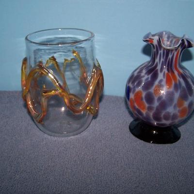 LOT 9 GREAT VINTAGE MCM COLORFUL ART GLASS