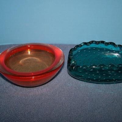 LOT 9 GREAT VINTAGE MCM COLORFUL ART GLASS