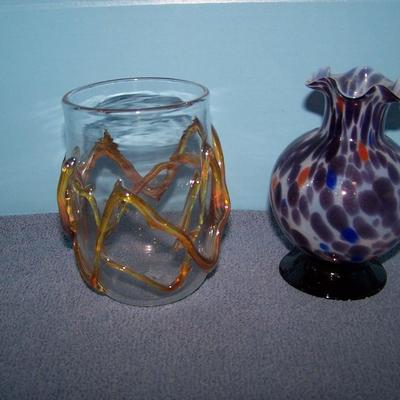 LOT 9 GREAT VINTAGE MCM COLORFUL ART GLASS