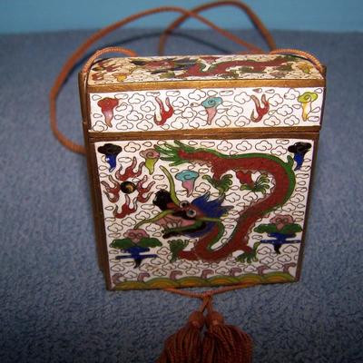 LOT 10 WONDERFUL ASIAN BRASS CLOISONNE BOX NECKLACE/HANGING