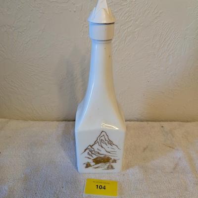 Sale Photo Thumbnail #495: Milk glass oil bottle on liqueur bottle
